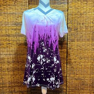 White and Purple Babydoll Shirt Sleeve Soft Light Shimmer